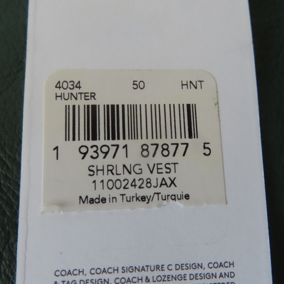 Coach Shearling Vest - Hunter Green - Size 50 NWT - Picture 8 of 9